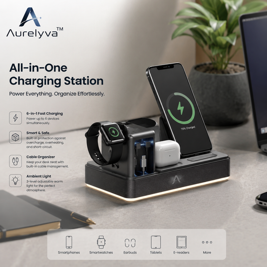 Aurelyva™ PowerHub 6-in-1 Smart Charging Station