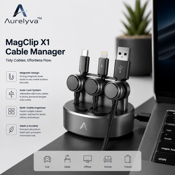 Aurelyva™ MagClip X1 Magnetic Cable Organizer