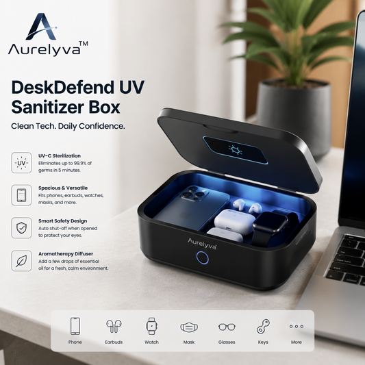 Aurelyva™ DeskDefend UV Smart Sanitizing Box